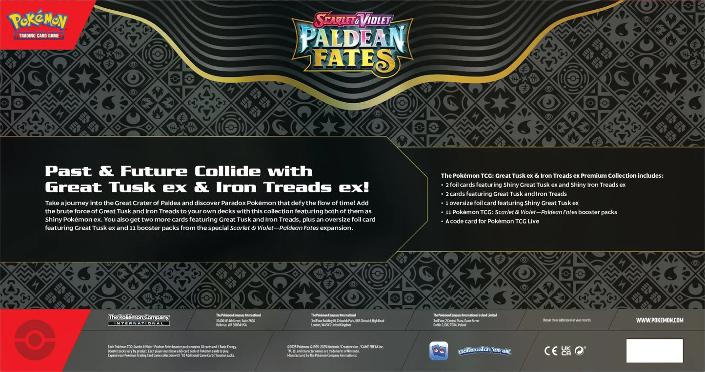 Paldean Fates Great Tusk ex & Iron Treads ex Premium Collection
